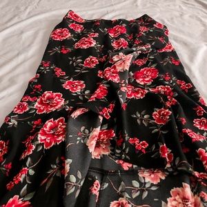 Asymmetrical Floral Skirt